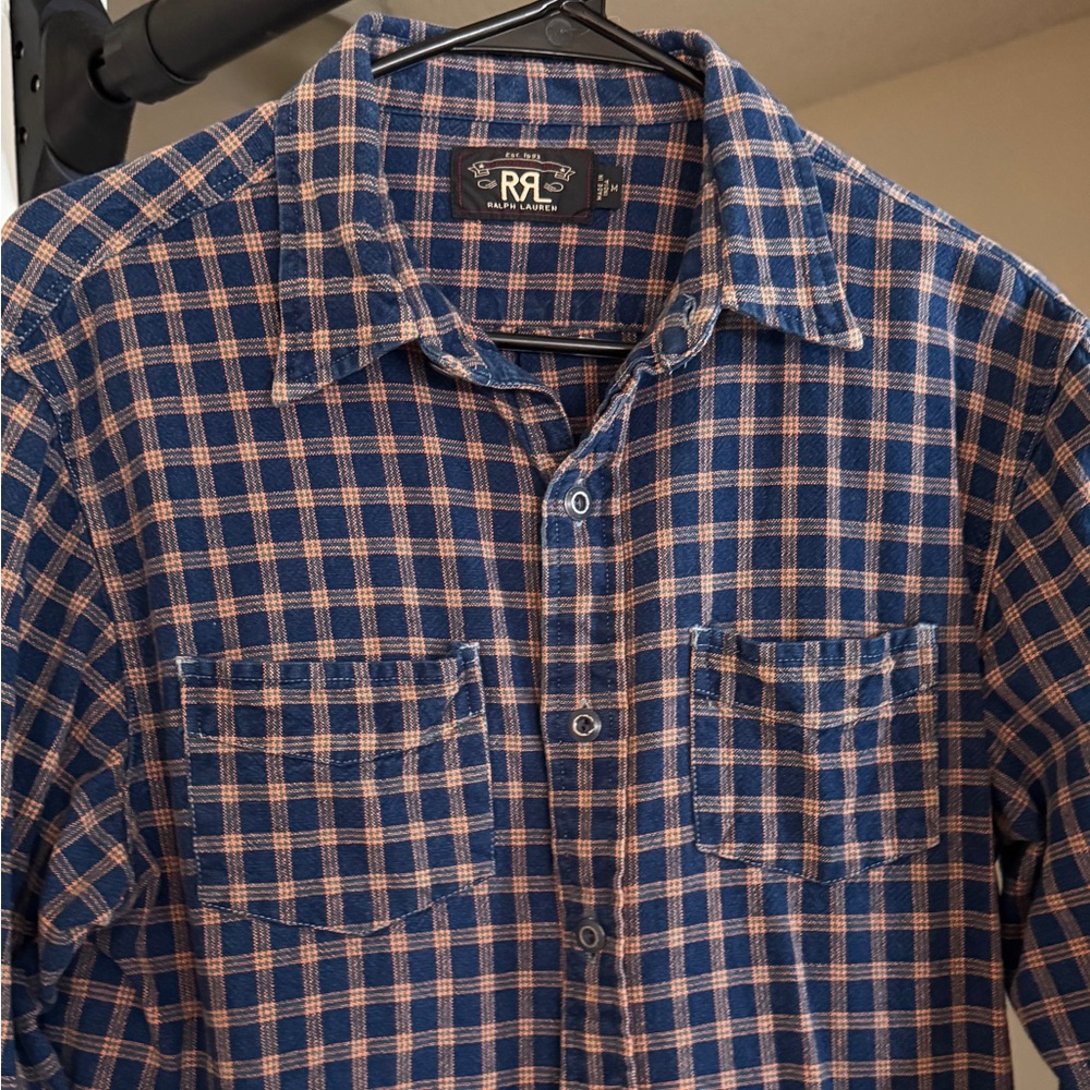Ralph Lauren Double RL Blue and Pink Plaid Shirt